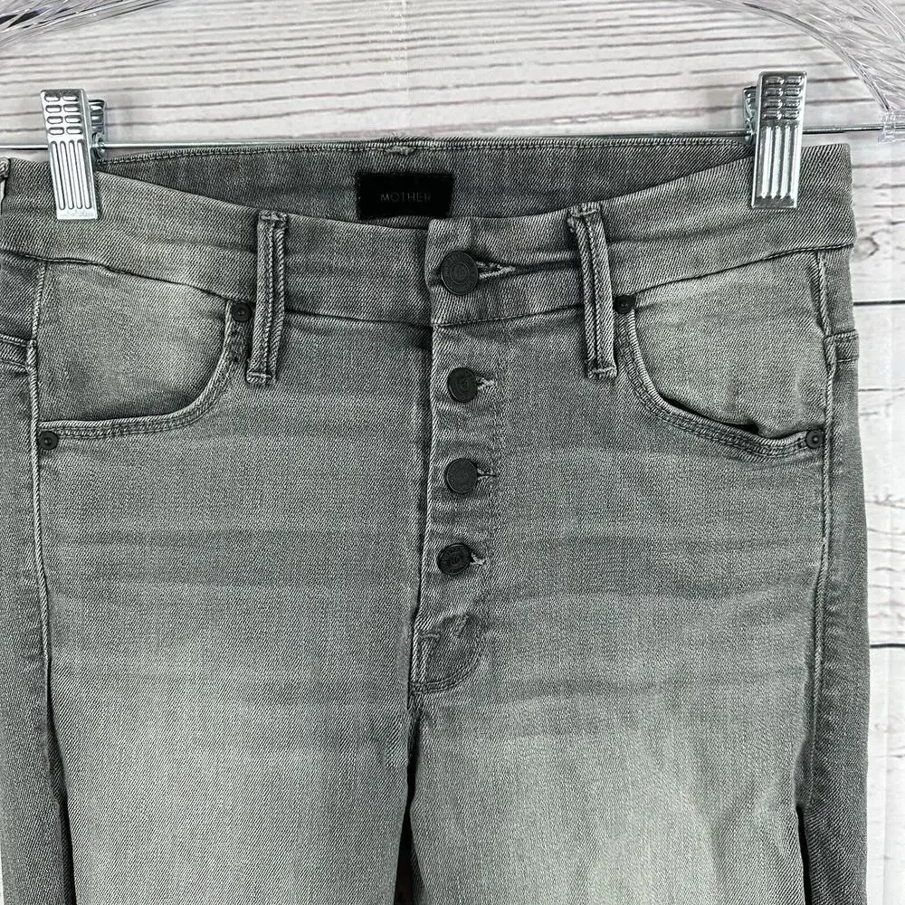 Mother Jeans Womens‎ 26 Gray Pixie Skinny Ankle Stretch High Rise Exposed Button
